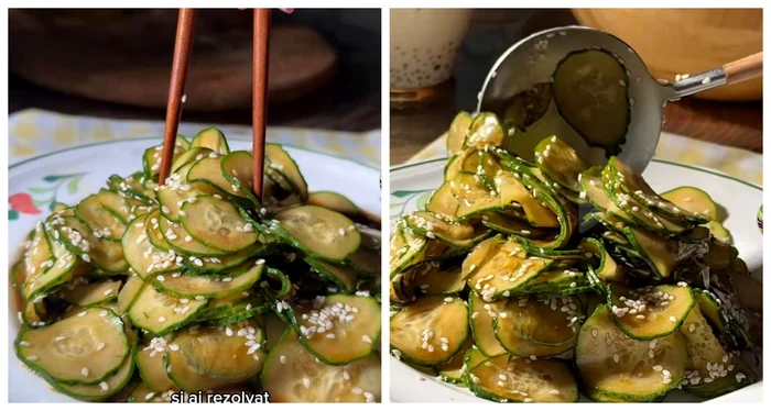Salată de castraveți cu susan / FOTO: Colaj captură video TikTok
