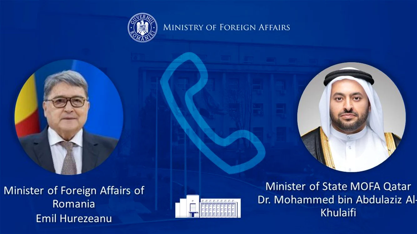 Emil Hurezeanu a făcut schimb de opinii cu Mohammed bin Abdulaziz Al-Khulaifi. FOTO X MAE