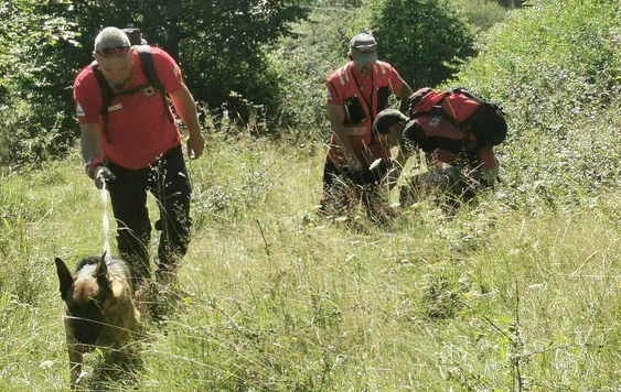 Bărbat căutat cu câinii în bârloguri de urs FOTO Salvamont Zărnești