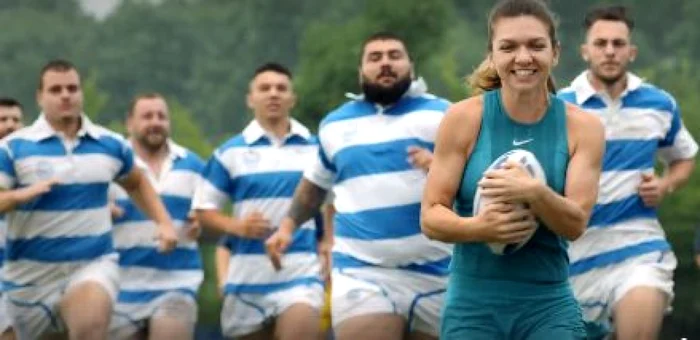 Simona HAlep, urmărită de rugbyşti