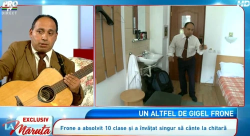 Gigel Frone se gospodăreşte singur în camera de hotel în care locuieşte
