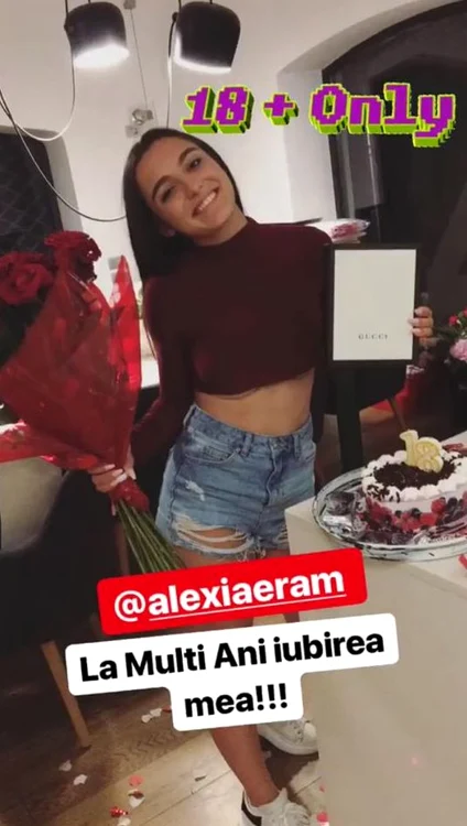 Alexia a fost surprinsă de iubit cu flori și un cadou