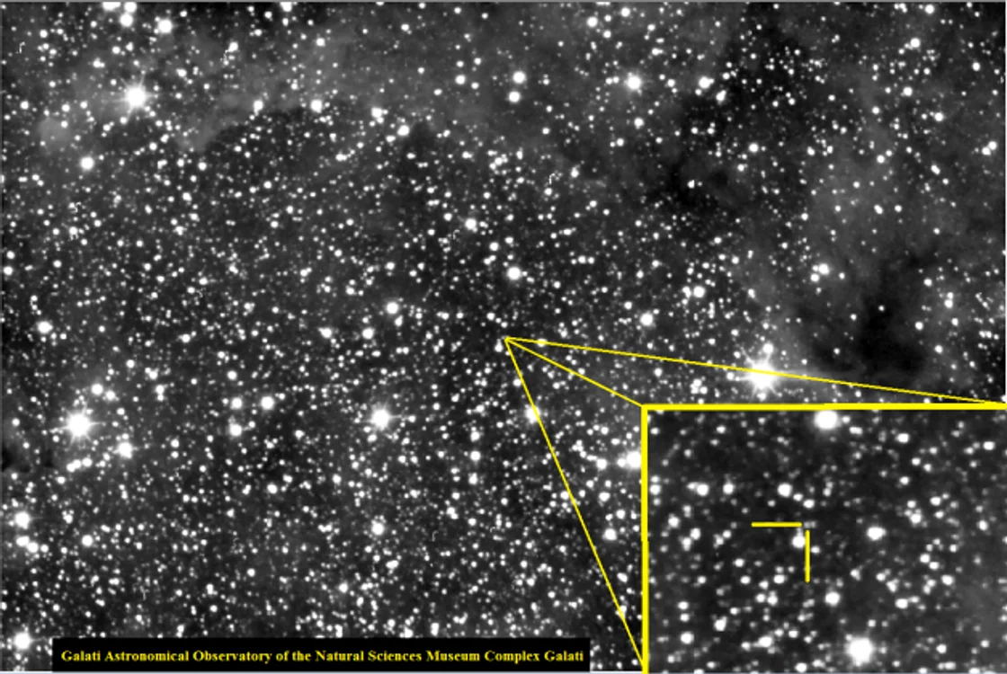 Imagine cu steaua variabilă descoperită cu ajutorul Observatorului Astronomic de la Galaţi Foto: CMSN