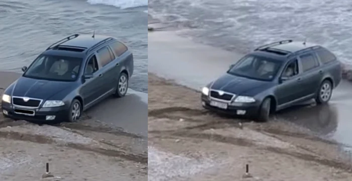 Un șofer a rămas cu mașina în nisip / foto: captură video