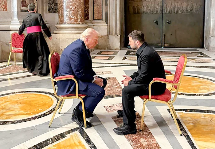 Întâlnire Donald Trump și Volodimir Zelenski în Basilica Sfântul Petru de la Vatican/FOTO:X
