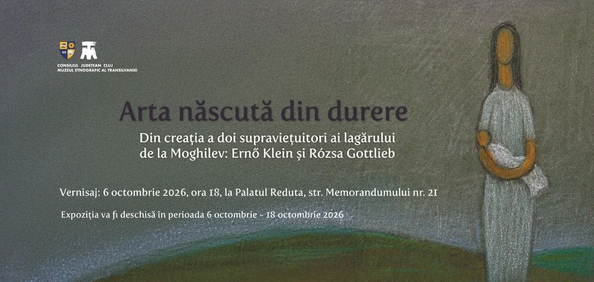 Afișul expoziției „Arta născută din durere”