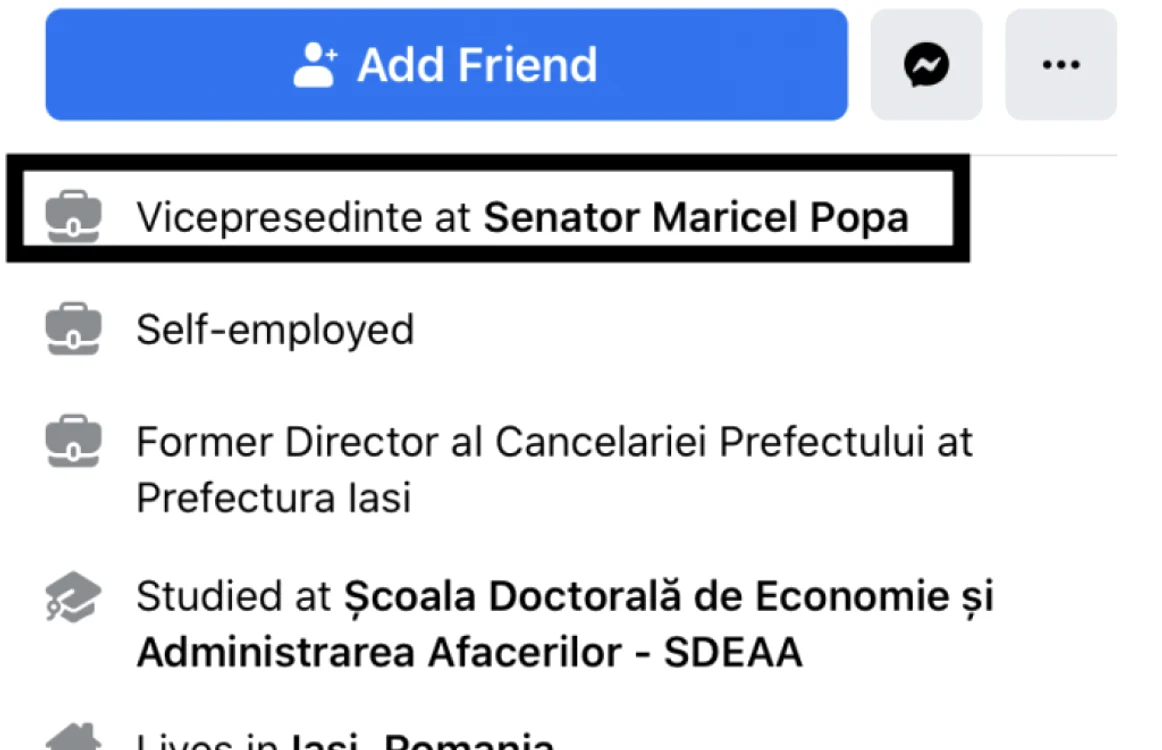 Pagina de Facebook a liberalului Marius-Sorin Dangă  FOTO Facebook