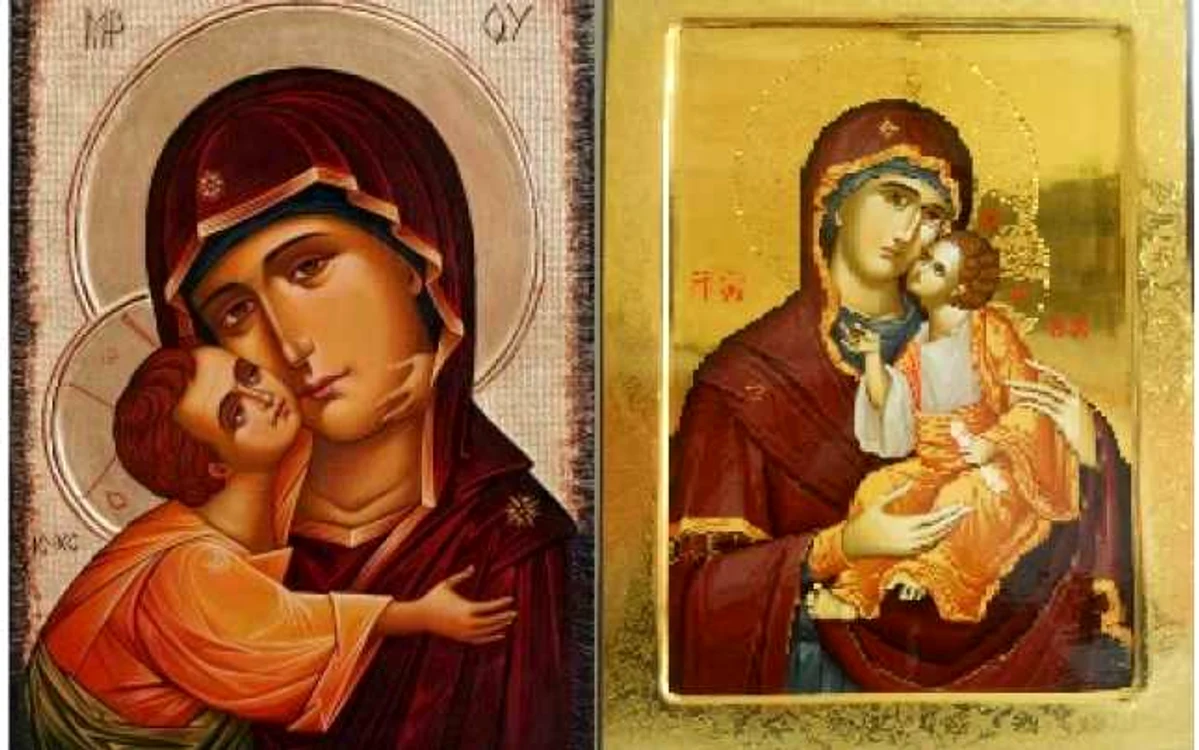 Reprezentările Maicii Domnului cu Pruncul în iconografie atât pe sânga cât şi pe dreapta