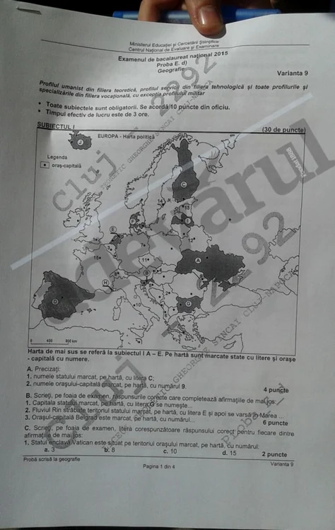 Bac 2015 subiecte geografie- prima sesiune