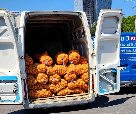 Cartofii urmau să ajungă la manifestanți. FOTO DGJMB