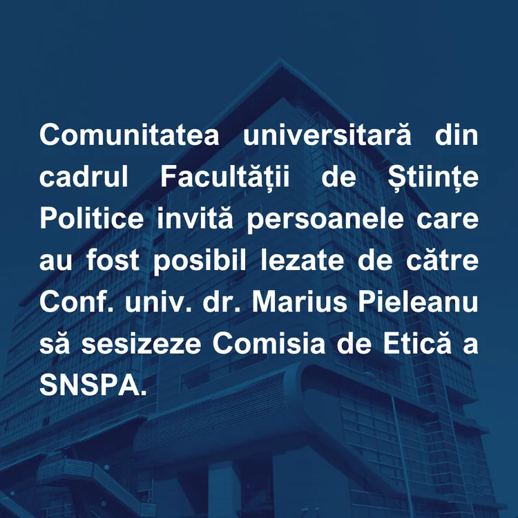 Postarea comunităţii universitare. Foto Facebook