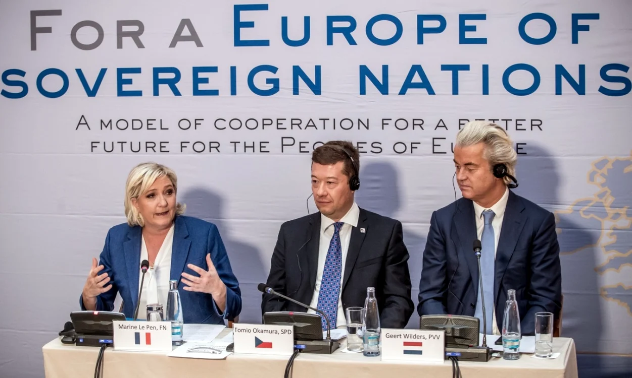 Marine Le Pen, Tomio Okamura şi Geert Wilders Foto: EPA