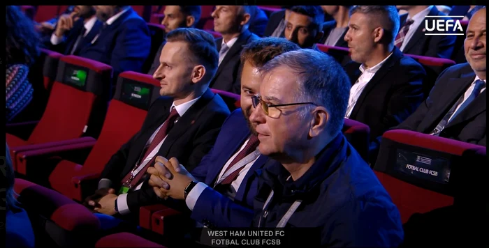 Reprezentanții FCSB, prezenți la tragerea la sorți de la Istanbul. Captură UEFA.com