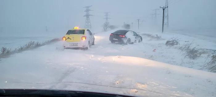 Mașini înzăpezite în județul Constanța FOTO ISU