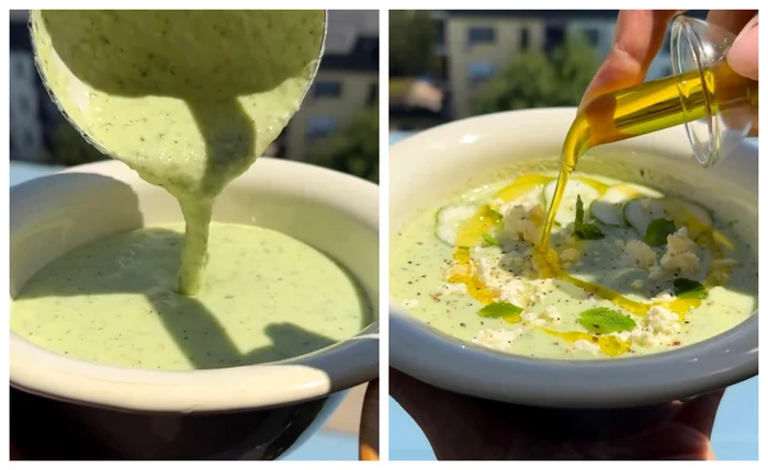 Supă cremă de castraveți / FOTO: Colaj captură video TikTok