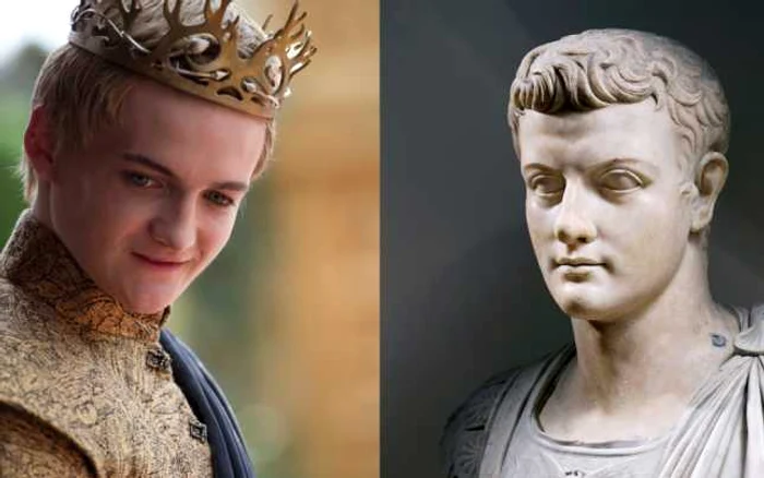 Regele
Joffrey se aseamănă foarte mult cu împăratul roman Caligula, cei
doi având chiar aceeaşi tunsoare FOTO Time