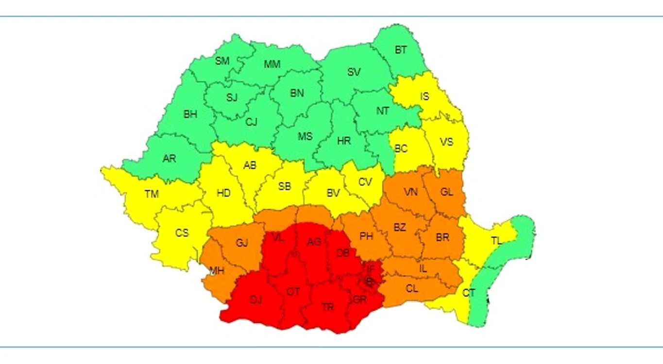 Mai multe județe sunt sub avertizare Cod roșu