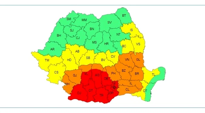 Mai multe județe sunt sub avertizare Cod roșu