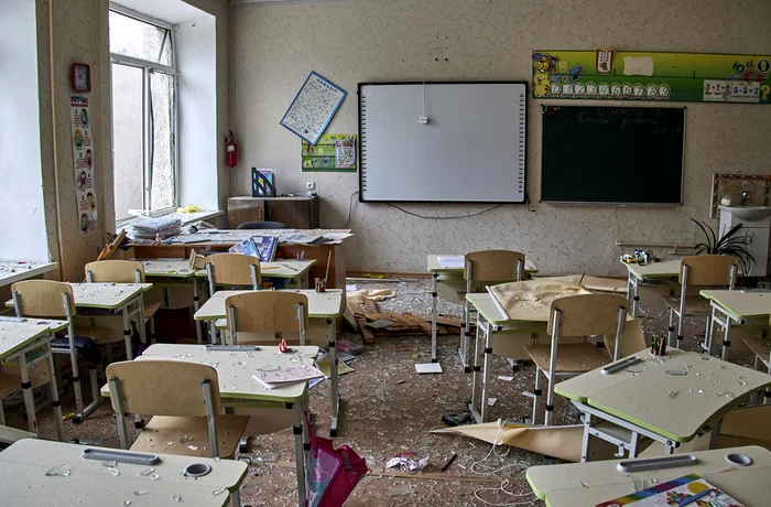 Ciuhuiv, regiunea Harkov: Școală devastată de bombardamente rusești FOTO EPA-EFE