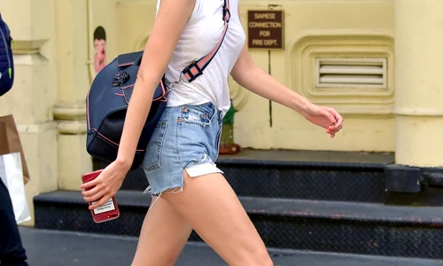 Gigi Hadid showing off her endless legs in tiny shorts! jpeg