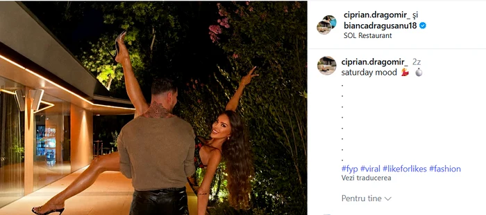 Ciprian Dragomir și Bianca Drăgușanu. Foto: Instagram