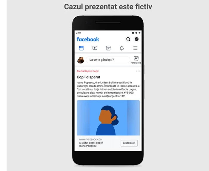 Cum arata o alerta Amber pe Facebook in Romania