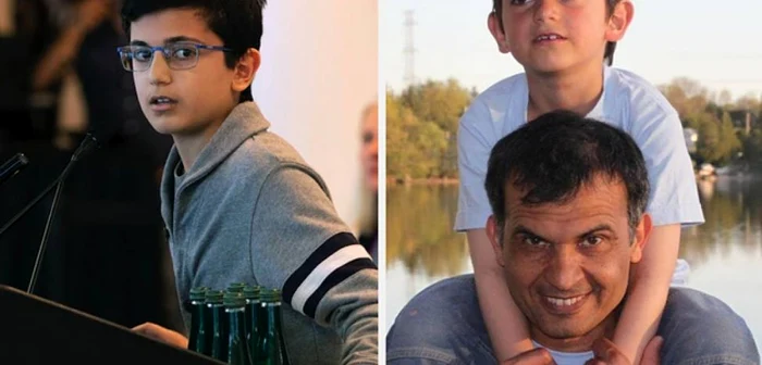 Ryan (stânga), fiul lui Mansour Pourjam, un imigrant iranian stabilit în Canada, ucis după doborârea avionului ucrainean