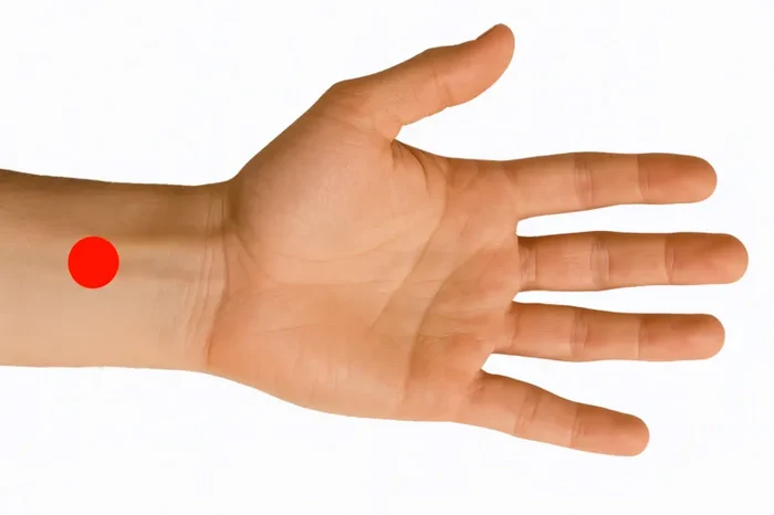 După ce ai mâncat prea mult – interiorul încheieturii.