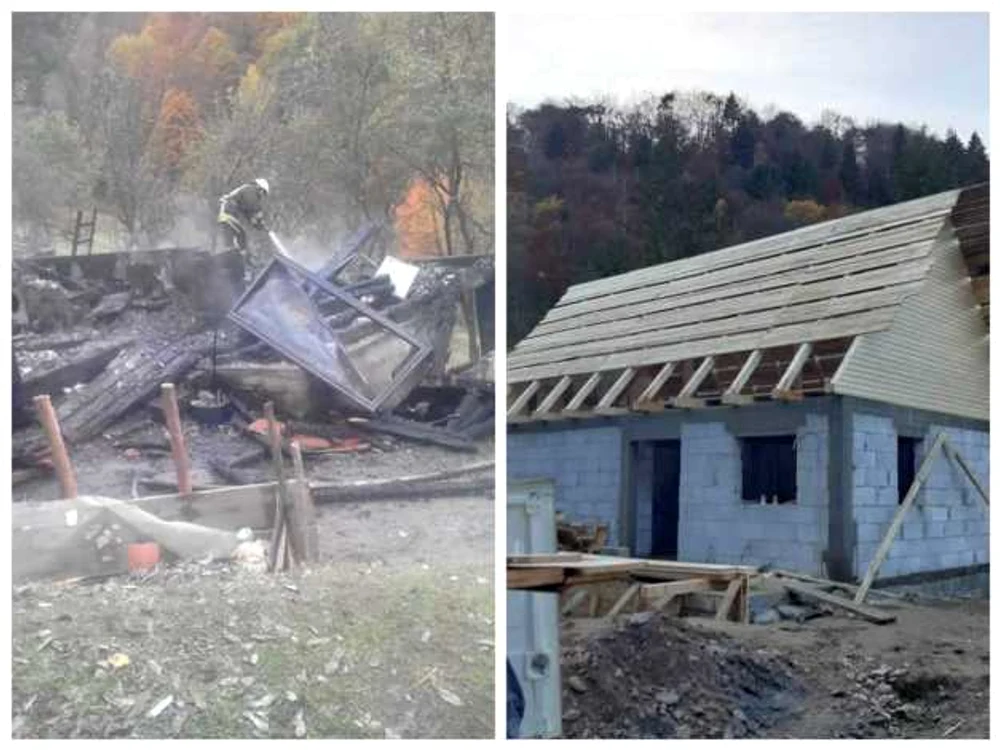 Casa distrusă de incendiu a fost reconstruită în 10 zile. Sursa Facebook/ Marin Vîrciu