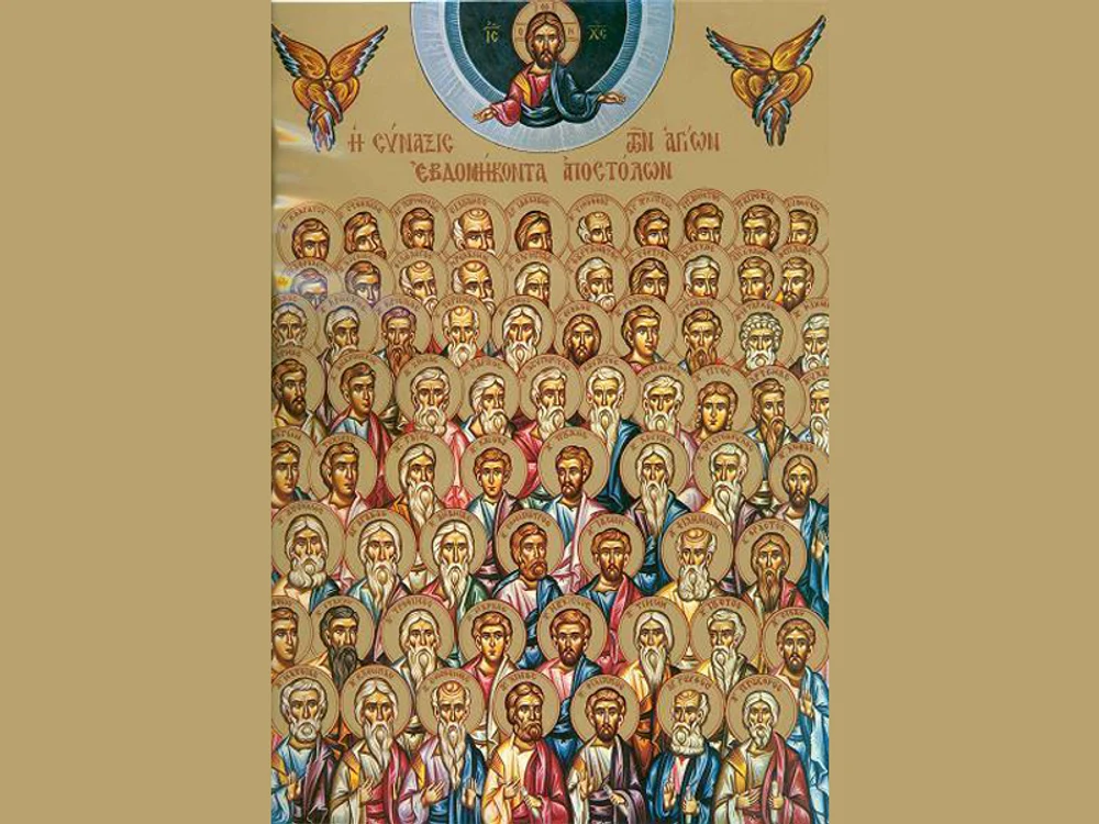 Soborul Sfinților 70 de Apostoli Icoană sec. XX, Mănăstirea Panahrantou, Megara (Grecia)
