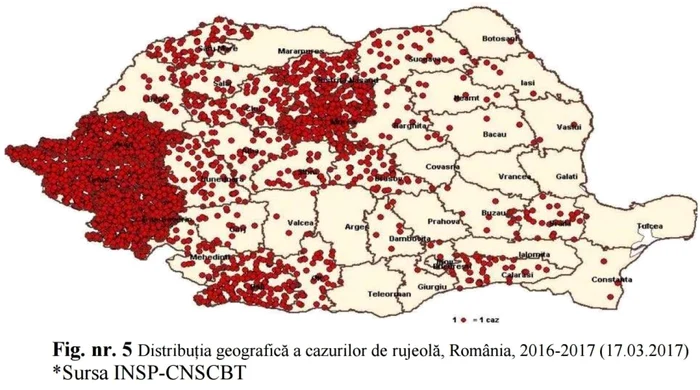 Harta naţională a infecţiilor cu rujeolă FOTO CNSCBT