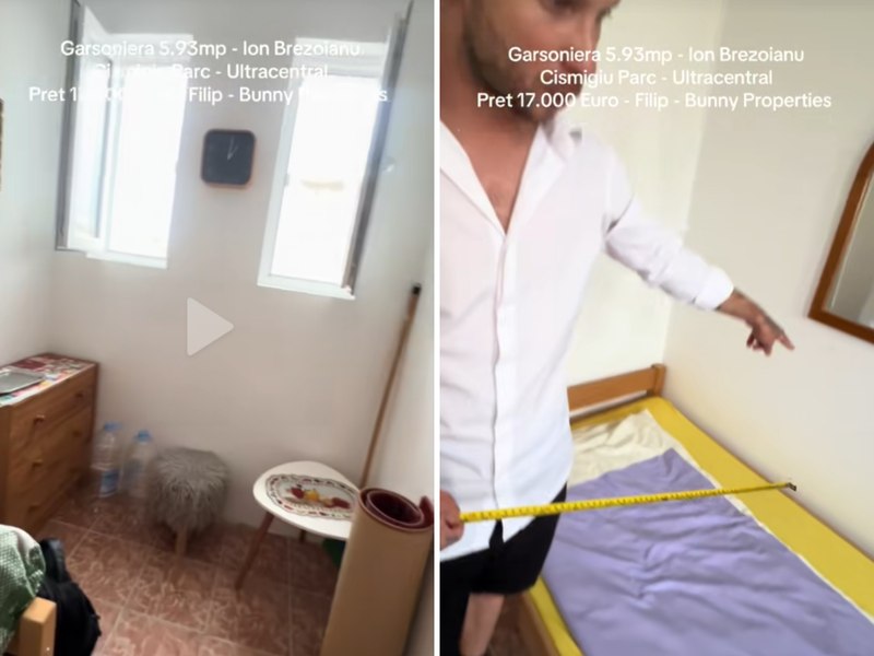 What's the price of 'Romania's smallest studio' in central Bucharest? €17,000 for under 10 sqm