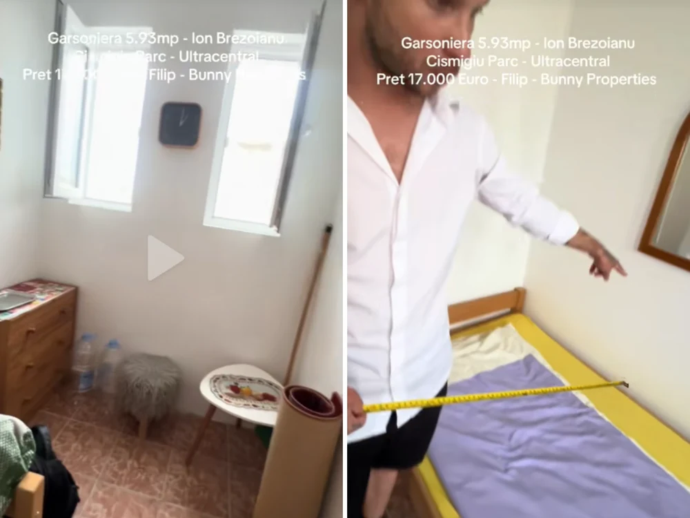 Cu cât se vinde „cea mai mică garsonieră” din România, aflată în centrul Bucureștiului. „TV-ul meu nu încape în camera aia...”