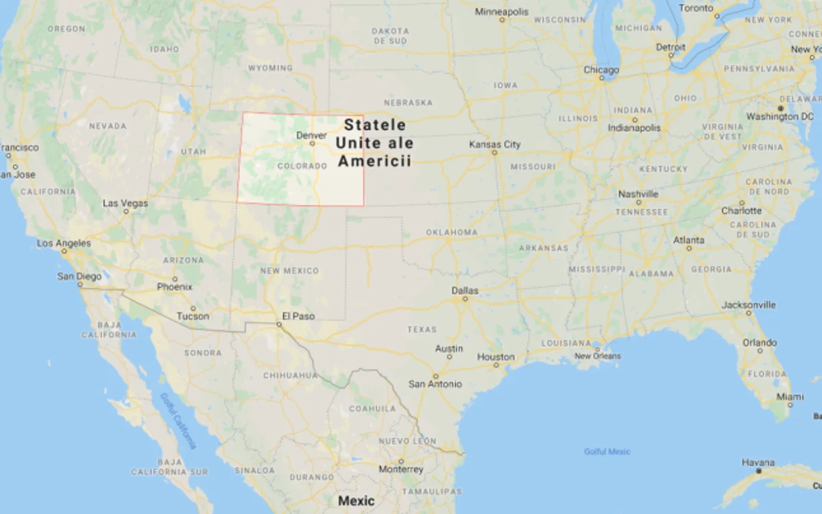 Hartă cu Statul Colorado, Denver, SUA 