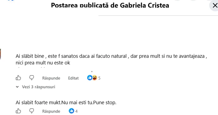 Oamenii consideră că vedeta a slăbit prea mult. Foto: Facebook