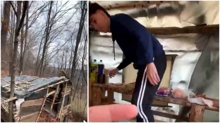 Copiii care și-au construit o căsuță în pădure - Foto: captură TikTok