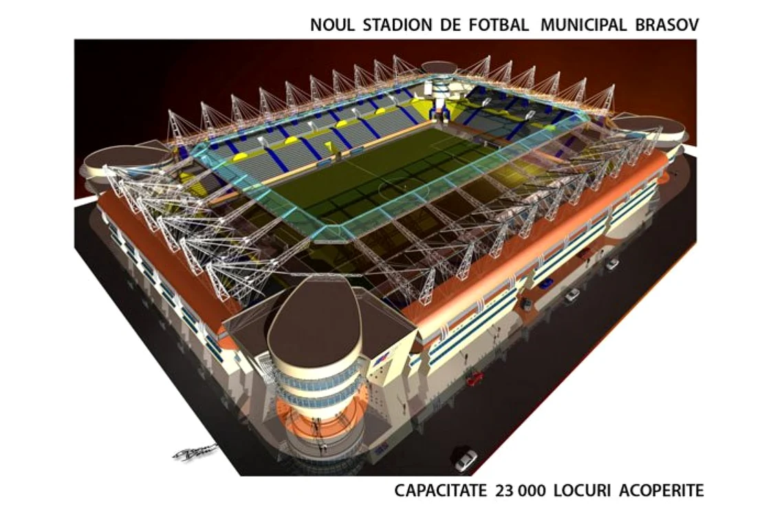 Aşa va arăta noul stadion din Braşov, cu o capacitate de 23.000 de locuri