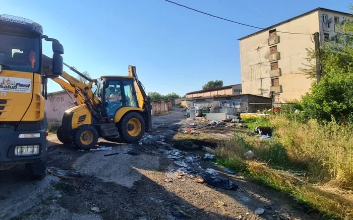 Ecologizarela blocul - fantoma. Foto: Primăria Hunedoara.