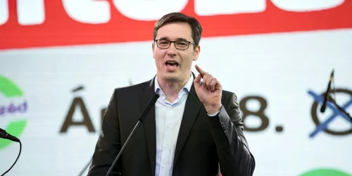 Gergely Karacsony sustinand un discurs la un miting electoral la Budapesta FOTO EPA-EFE