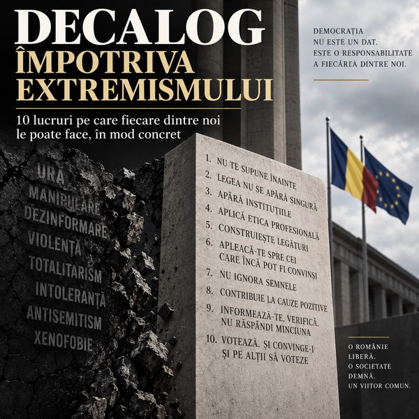 Decalog împotriva extremismului - 10 lucruri pe care fiecare dintre noi le poate face, în mod concret