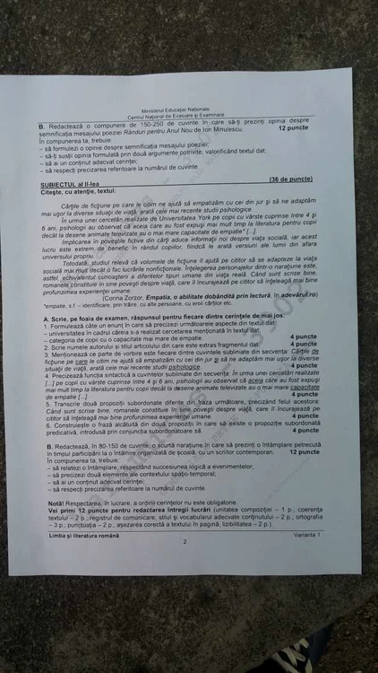 subiecte romana capacitate 2