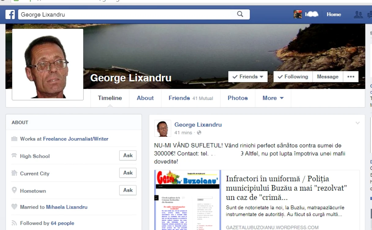 Mesajul a fost publicat pe Facebook