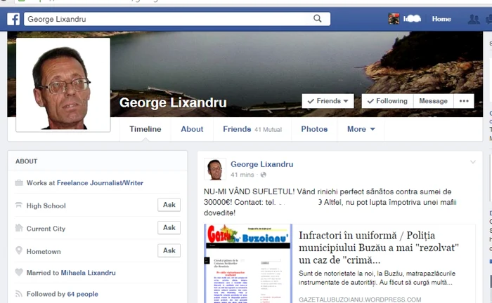 Mesajul a fost publicat pe Facebook