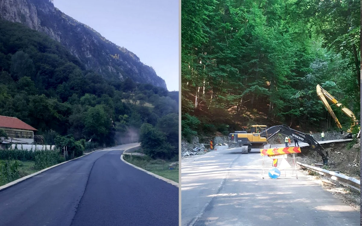 DN 67 D Valea Cernei - Băile Herculane, în șantier. Foto: DRDP Timișoara