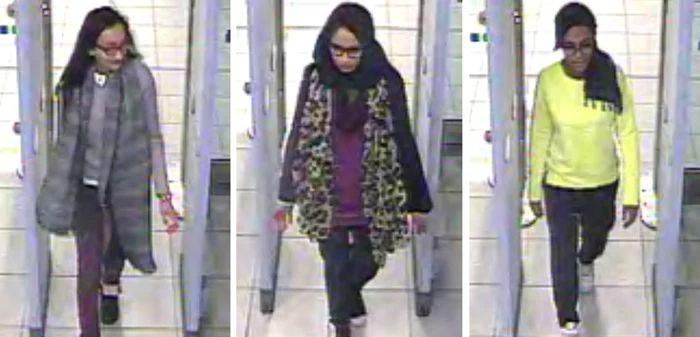 De la stânga la dreapta: Kadiza Sultana, Shamima Begum, Amira Abase FOTO AP/Metropolitan Police UK