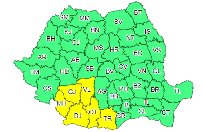 Cod galben de ploi puternice în 6 județe FOTO meteoromania.ro