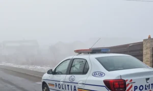Ceață densă autospecială poliție FOTO: Facebook/MAI