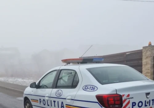 Ceață densă autospecială poliție FOTO: Facebook/MAI