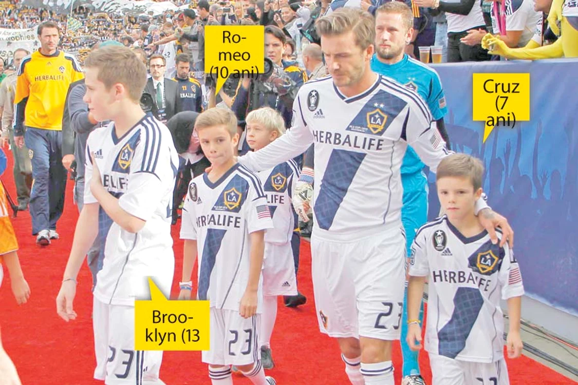 
    Atât în 2007, cât şi în 2012,  băieţii lui Beckham au purtat  echipament cu numărul 23,  pe spate scriind Daddy (Fotografii: Reuters)  