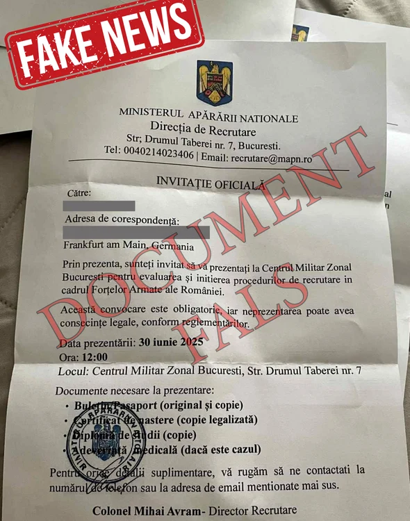 Falsuri periculoase care anunţă recrutarea în diaspora, cu sigla Armatei. Reacția MApN